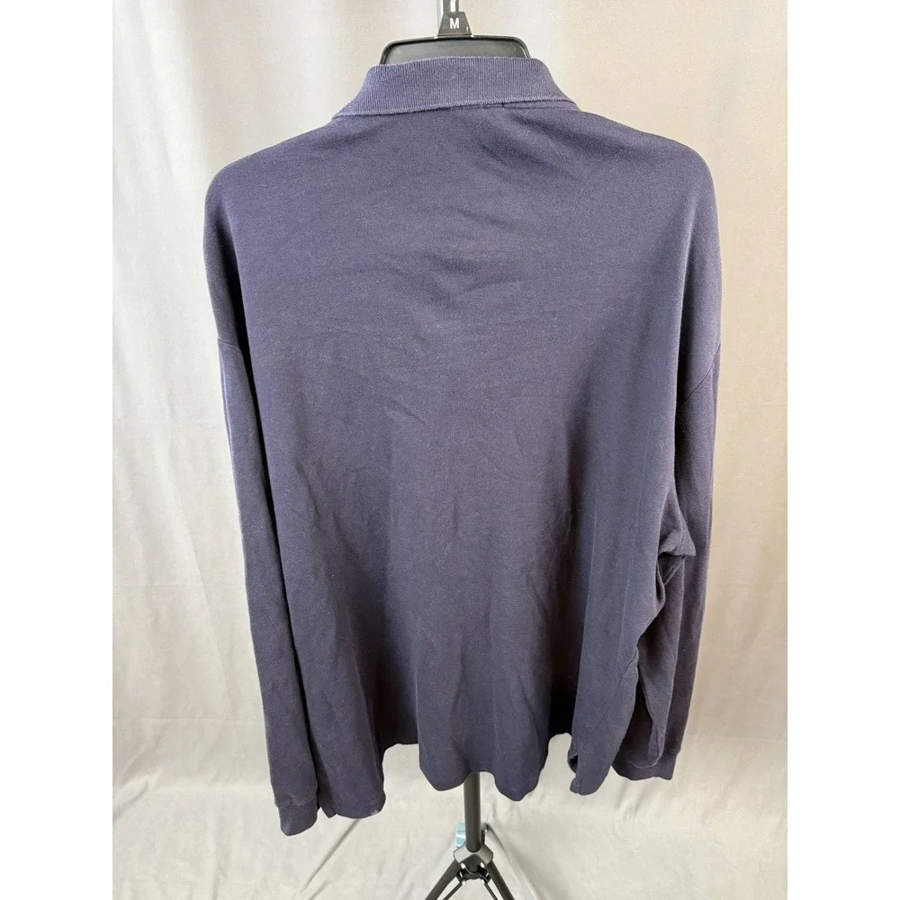 Polo Ralph Lauren Polo Shirt Mens XXL Navy Blue Long Sleeve Cotton Pique Pony